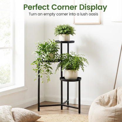 3-Tier Metal Plant Stand, Indoor Outdoor Tall Corner Flower Pot Holder Plant Stands at Gallery Canada