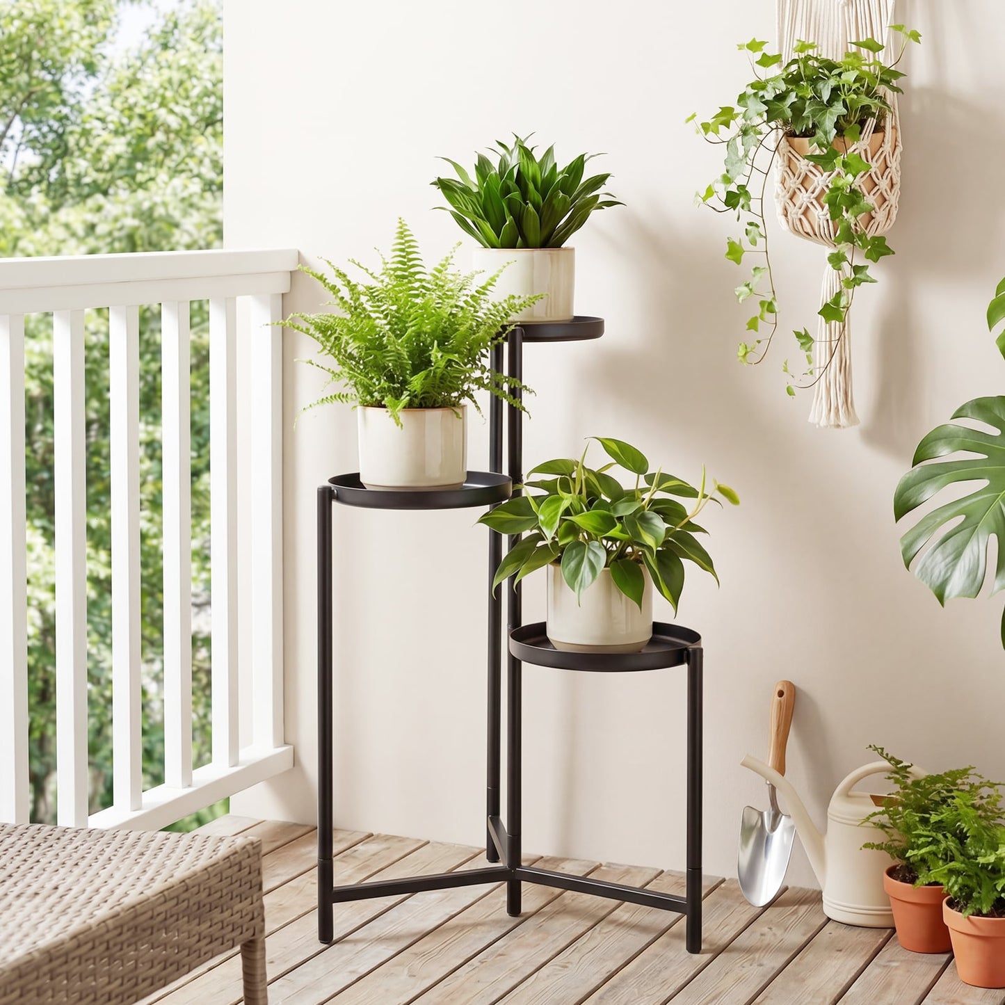 3-Tier Metal Plant Stand, Indoor Outdoor Tall Corner Flower Pot Holder Plant Stands at Gallery Canada