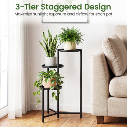3-Tier Metal Plant Stand, Indoor Outdoor Tall Corner Flower Pot Holder Plant Stands at Gallery Canada