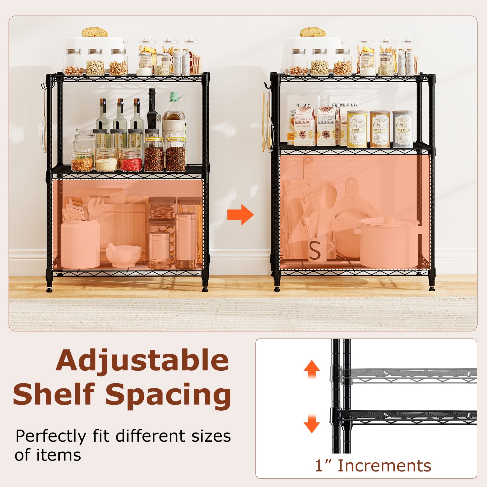3-Tier Metal Shelving Unit, Set of 2, Black Garages at Gallery Canada