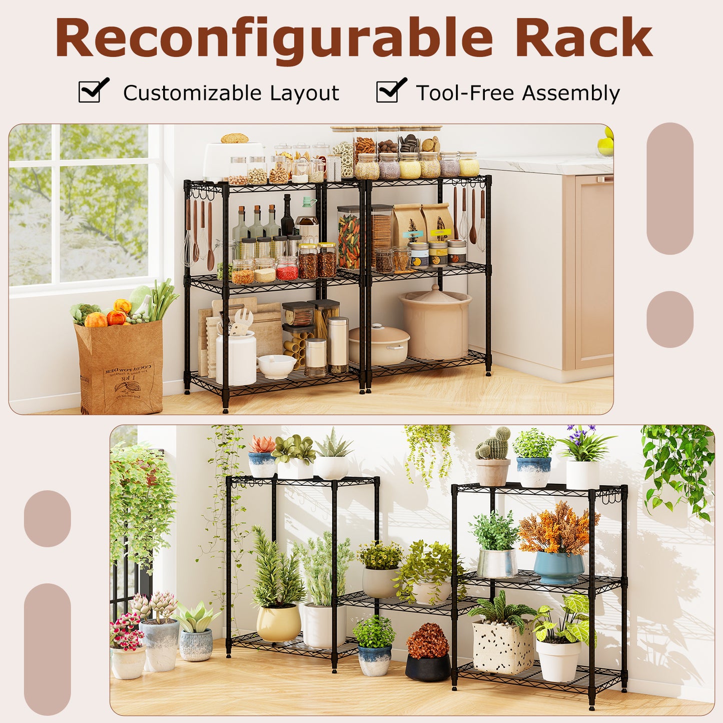 3-Tier Metal Shelving Unit, Set of 2, Black Garages at Gallery Canada