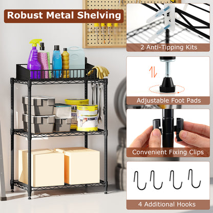 3-Tier Metal Shelving Unit, Set of 2, Black Garages at Gallery Canada