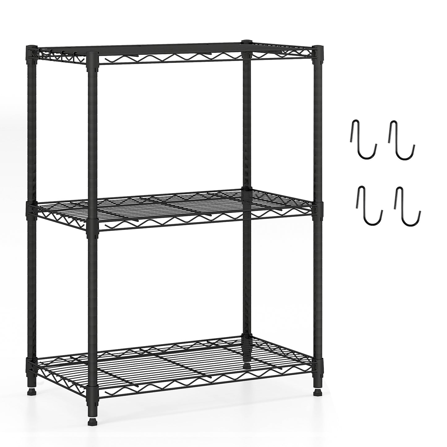 3-Tier Metal Storage Shelving Unit with V-Shaped Wire Rack and 450 LBS Capacity-DK, Black Garages at Gallery Canada