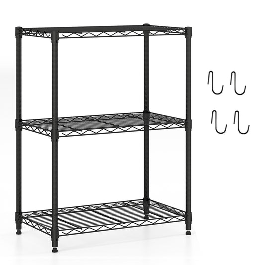 3-Tier Metal Storage Shelving Unit with V-Shaped Wire Rack and 450 LBS Capacity-DK, Black Garages Black at Gallery Canada