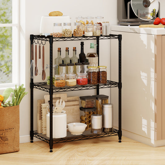 3-Tier Metal Storage Shelving Unit with V-Shaped Wire Rack and 450 LBS Capacity-DK, Black Garages Black at Gallery Canada