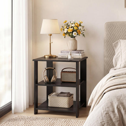 3-Tier Modern Nightstand Square Side Table with Open Storage Shelves, Black End & Side Tables at Gallery Canada
