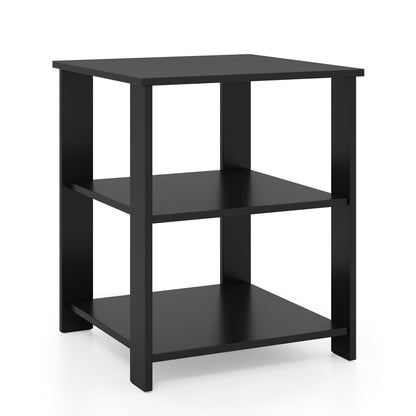 3-Tier Modern Nightstand Square Side Table with Open Storage Shelves, Black End & Side Tables Black at Gallery Canada