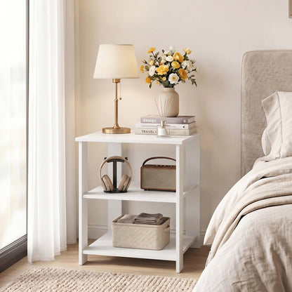 3-Tier Modern Nightstand Square Side Table with Open Storage Shelves, White End & Side Tables at Gallery Canada