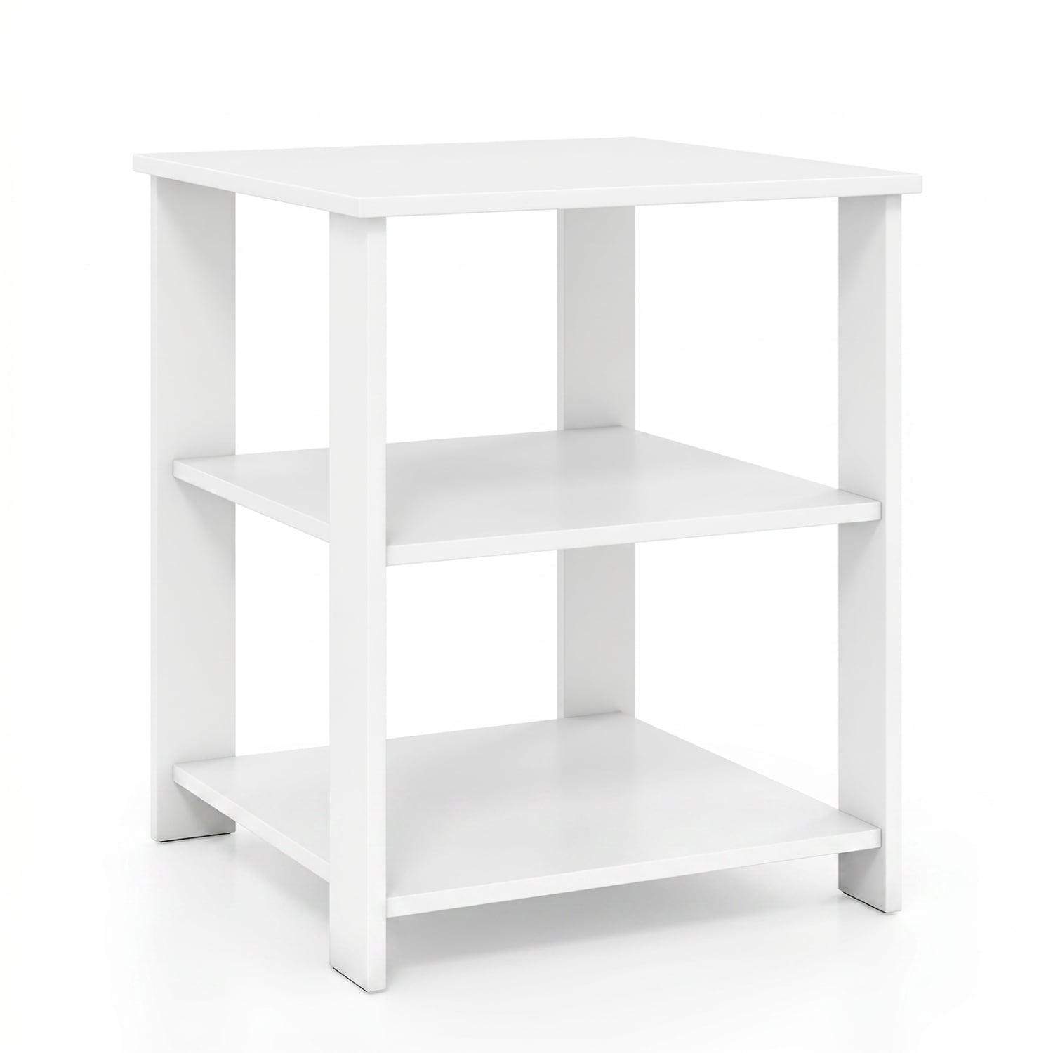 3-Tier Modern Nightstand Square Side Table with Open Storage Shelves, White End & Side Tables White at Gallery Canada