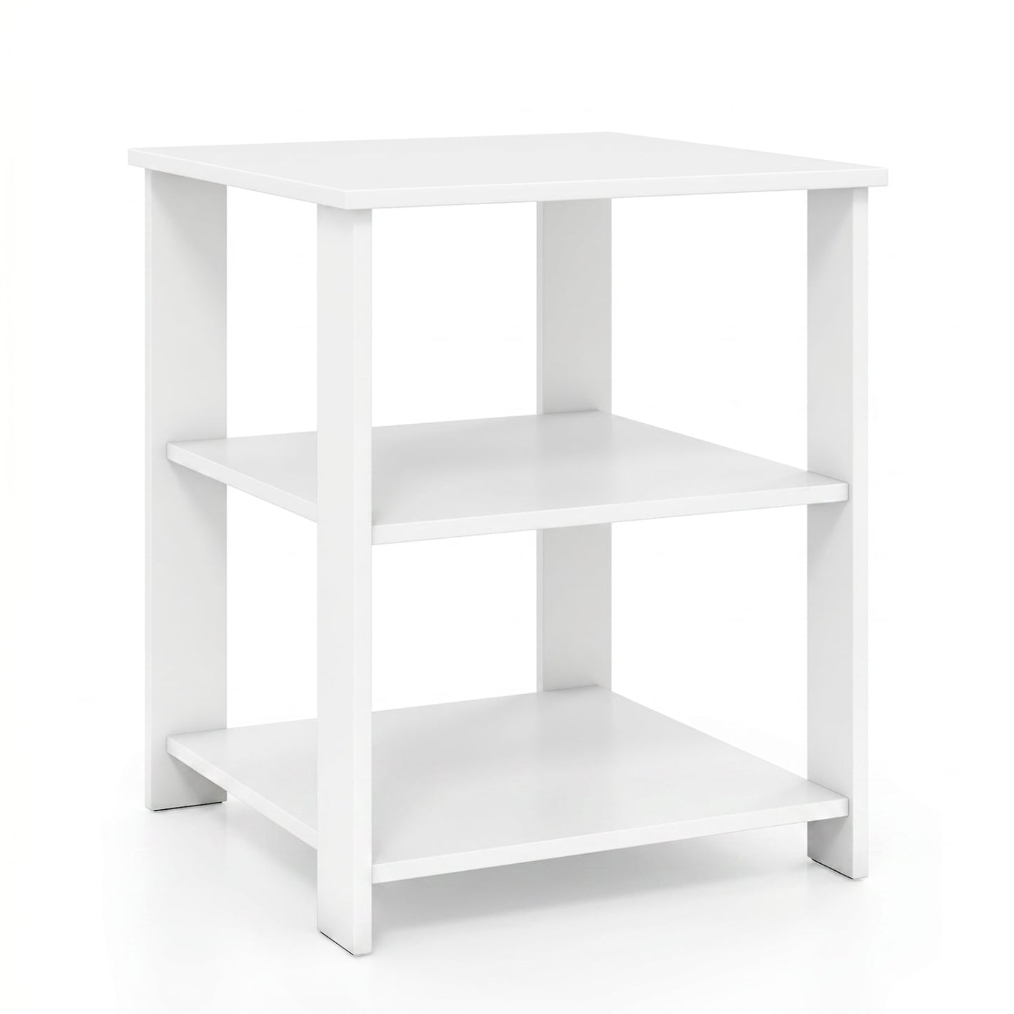 3-Tier Modern Nightstand Square Side Table with Open Storage Shelves, White End & Side Tables White at Gallery Canada