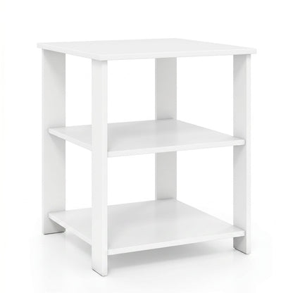 3-Tier Modern Nightstand Square Side Table with Open Storage Shelves, White End & Side Tables White at Gallery Canada