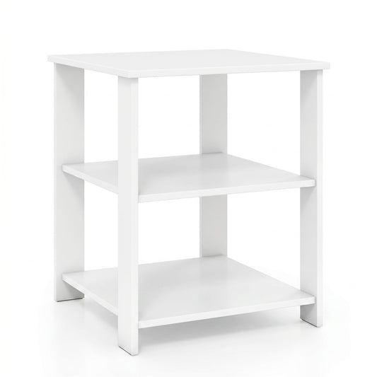 3-Tier Modern Nightstand Square Side Table with Open Storage Shelves, White End & Side Tables White at Gallery Canada