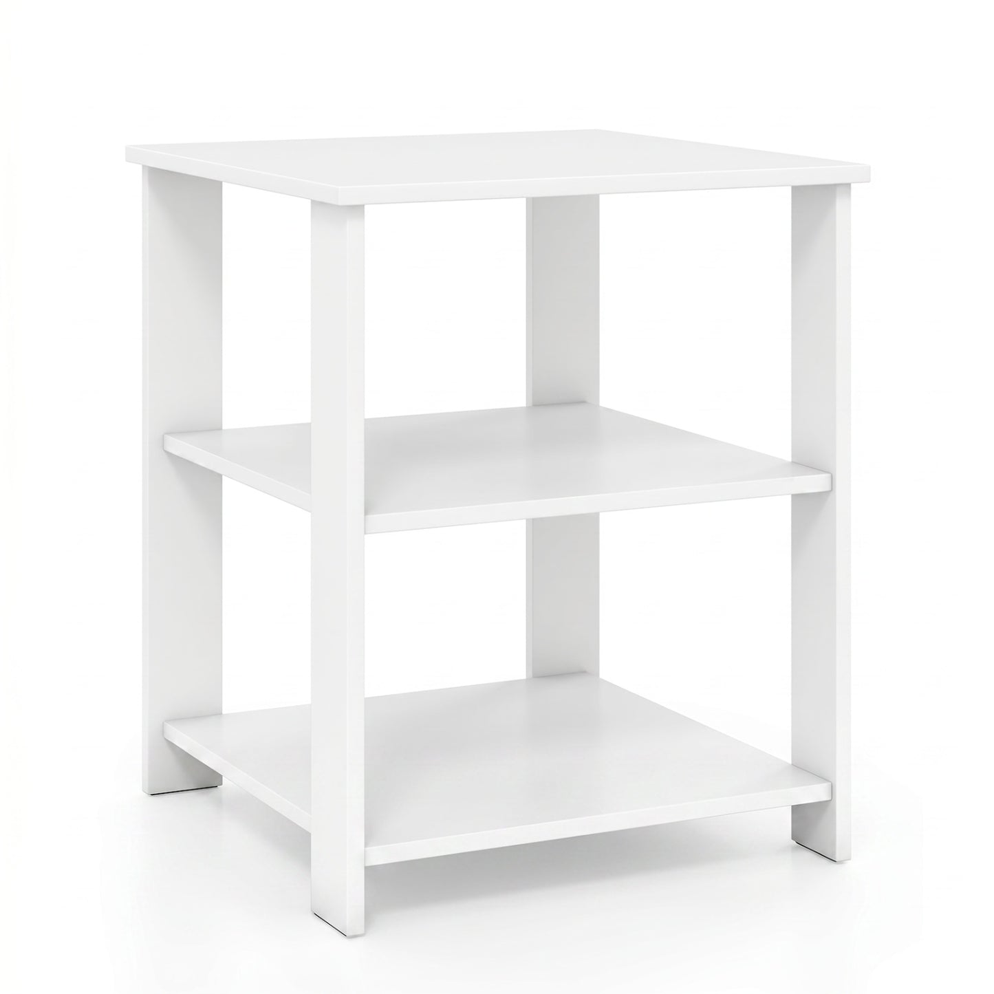 3-Tier Modern Nightstand Square Side Table with Open Storage Shelves, White End & Side Tables White at Gallery Canada