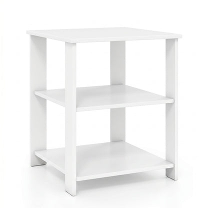 3-Tier Modern Nightstand Square Side Table with Open Storage Shelves, White End & Side Tables White at Gallery Canada
