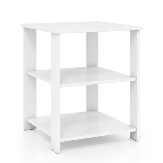 3-Tier Modern Nightstand Square Side Table with Open Storage Shelves, White End & Side Tables White at Gallery Canada