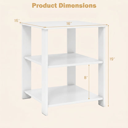 3-Tier Modern Nightstand Square Side Table with Open Storage Shelves, White End & Side Tables at Gallery Canada