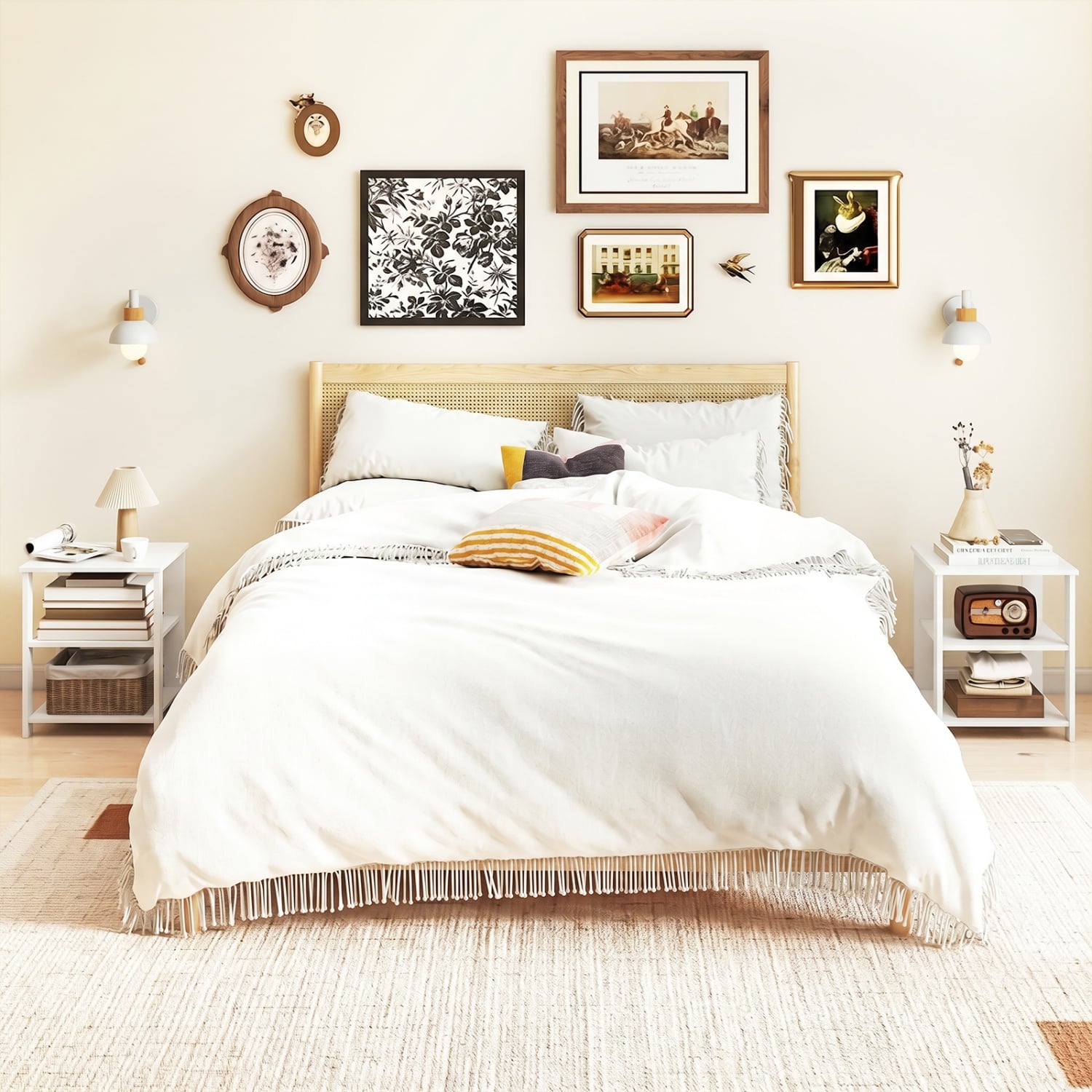 3-Tier Modern Nightstand Square Side Table with Open Storage Shelves, White End & Side Tables at Gallery Canada