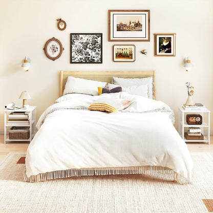 3-Tier Modern Nightstand Square Side Table with Open Storage Shelves, White End & Side Tables at Gallery Canada