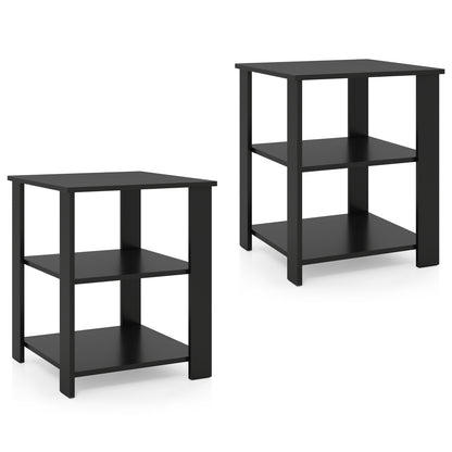 3-Tier Modern Nightstand Square Side Table with Open Storage Shelves Set of 2, Black End & Side Tables Black at Gallery Canada
