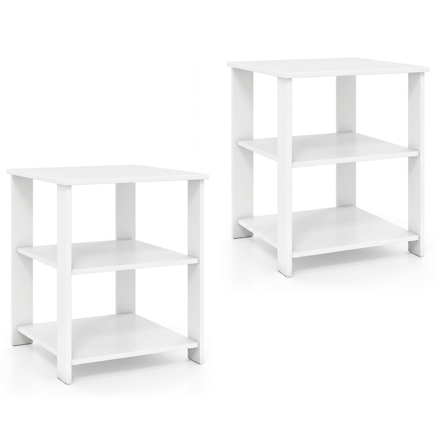3-Tier Modern Nightstand Square Side Table with Open Storage Shelves Set of 2, White End & Side Tables White at Gallery Canada