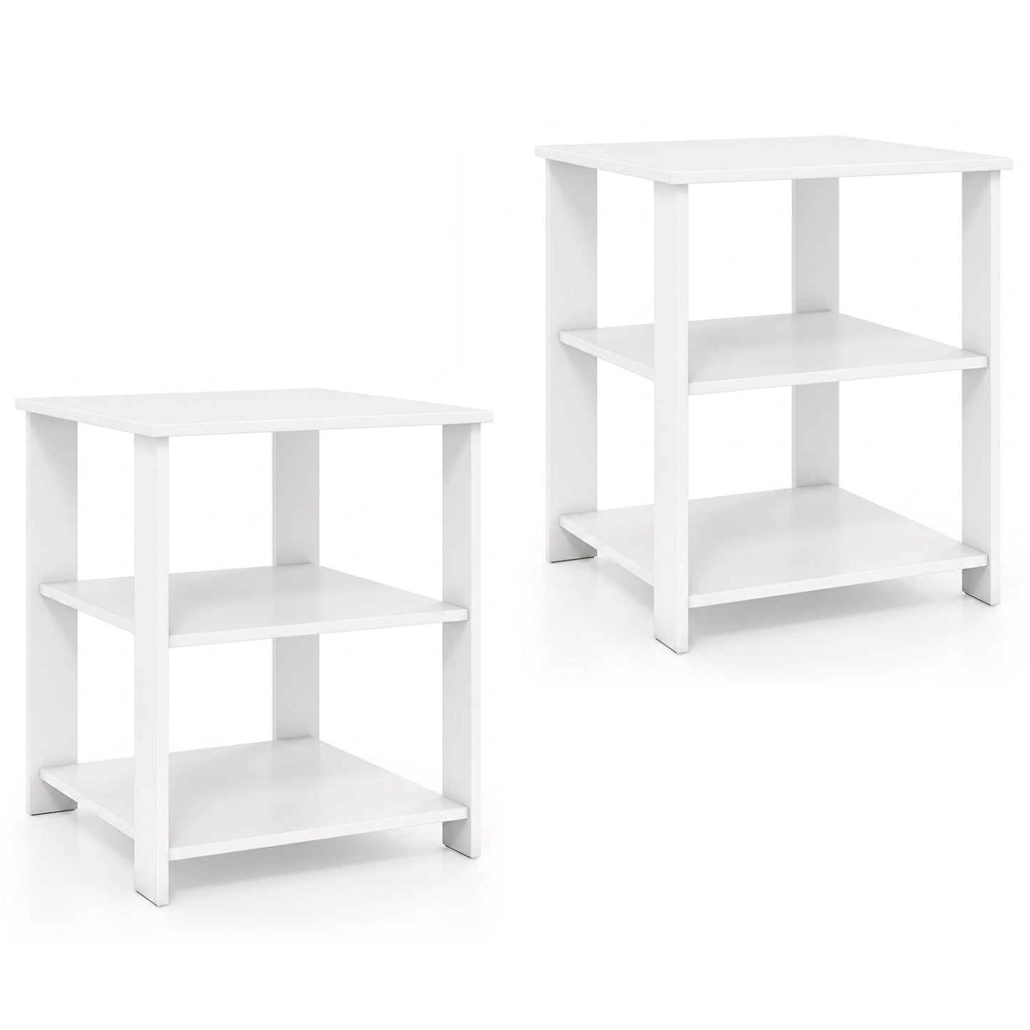 3-Tier Modern Nightstand Square Side Table with Open Storage Shelves Set of 2, White End & Side Tables White at Gallery Canada