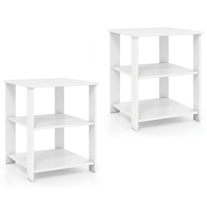 3-Tier Modern Nightstand Square Side Table with Open Storage Shelves Set of 2, White End & Side Tables White at Gallery Canada