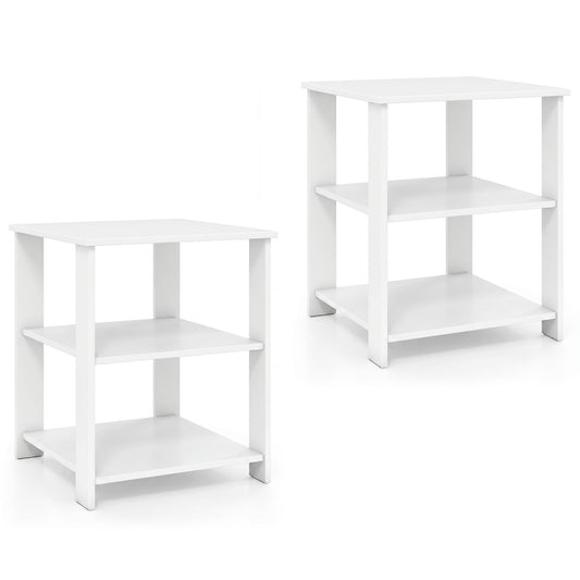 3-Tier Modern Nightstand Square Side Table with Open Storage Shelves Set of 2, White End & Side Tables White at Gallery Canada
