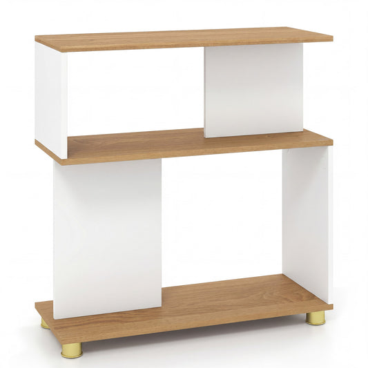 3-Tier Modern S-shaped Bookshelf with Adjustable Feet, White
