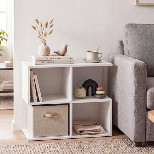 3-Tier Modern S-Shaped End Table, 4 Cubes, White End & Side Tables White at Gallery Canada