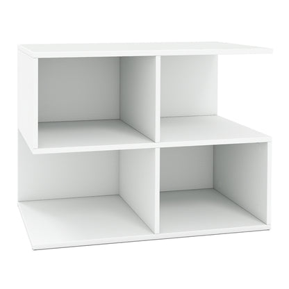 3-Tier Modern S-Shaped End Table, 4 Cubes, White