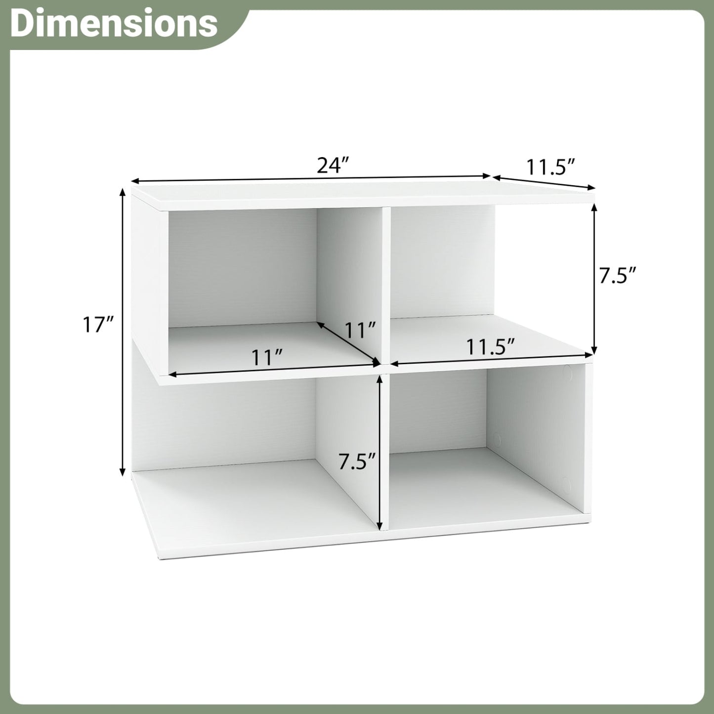 3-Tier Modern S-Shaped End Table, 4 Cubes, White