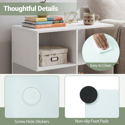 3-Tier Modern S-Shaped End Table, 4 Cubes, White
