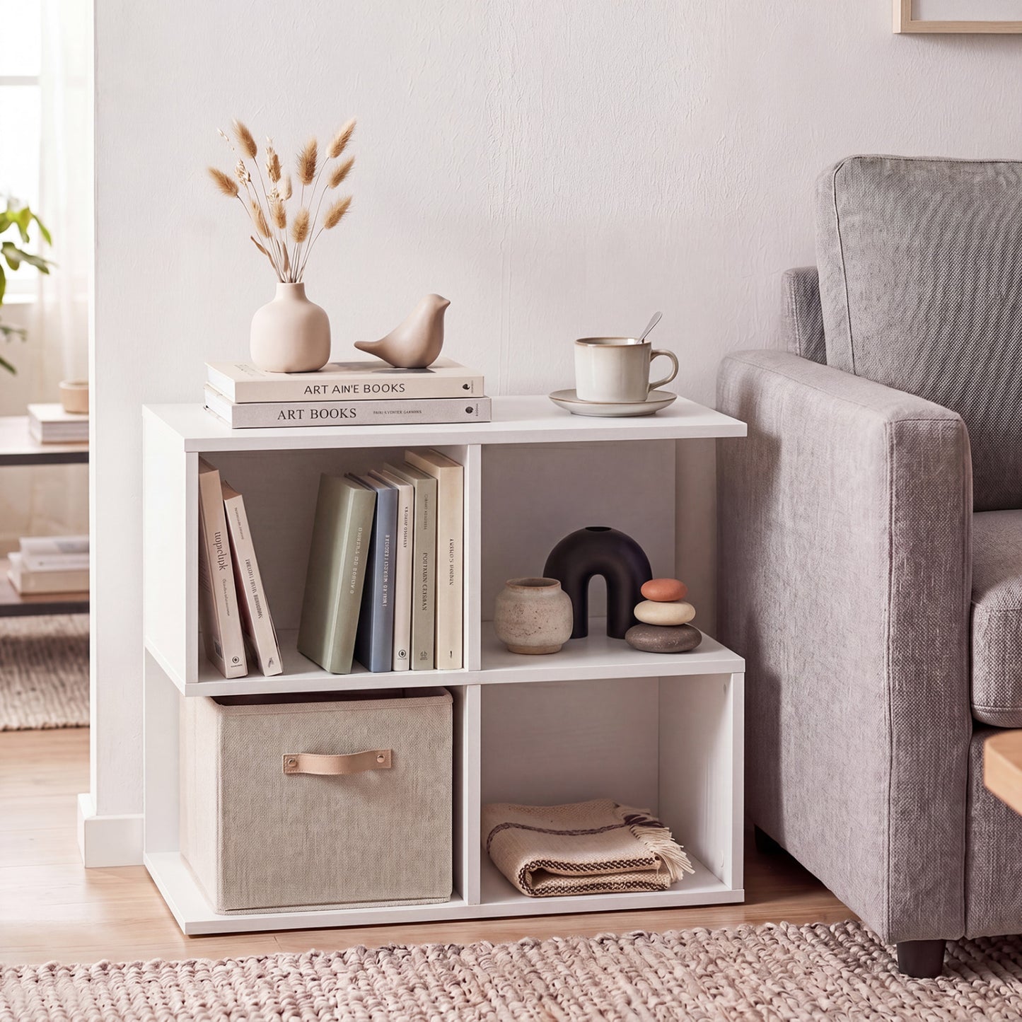 3-Tier Modern S-Shaped End Table, 4 Cubes, White End & Side Tables at Gallery Canada
