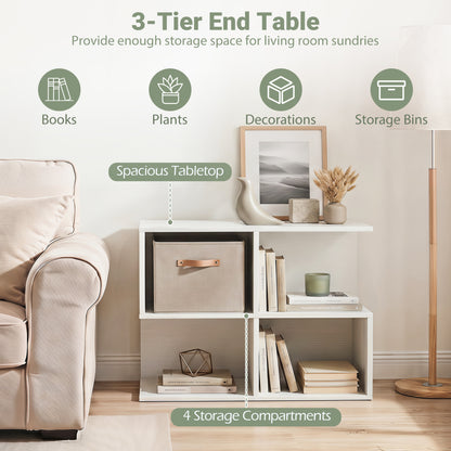 3-Tier Modern S-Shaped End Table, 4 Cubes, White End & Side Tables at Gallery Canada