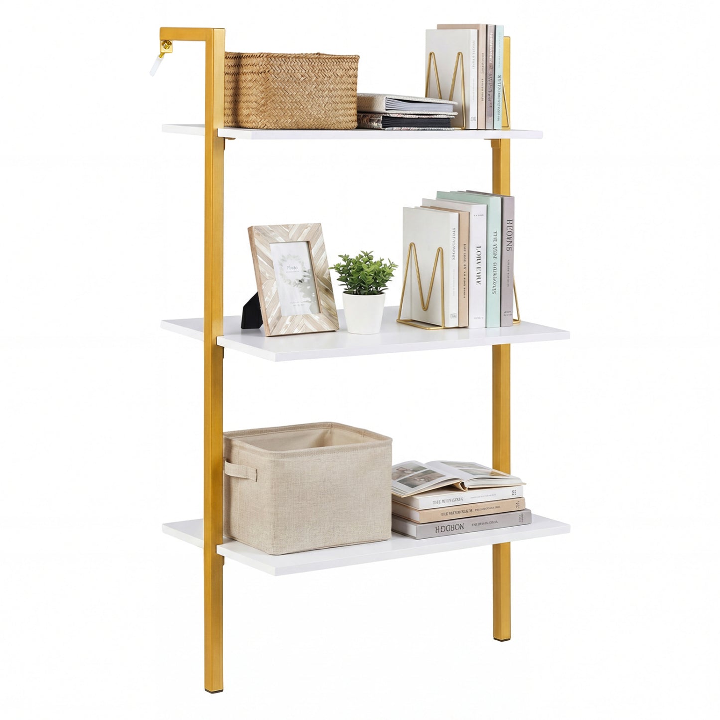 3-Tier Wall Mounted Wooden Floating Shelves Bookcases White at Gallery Canada