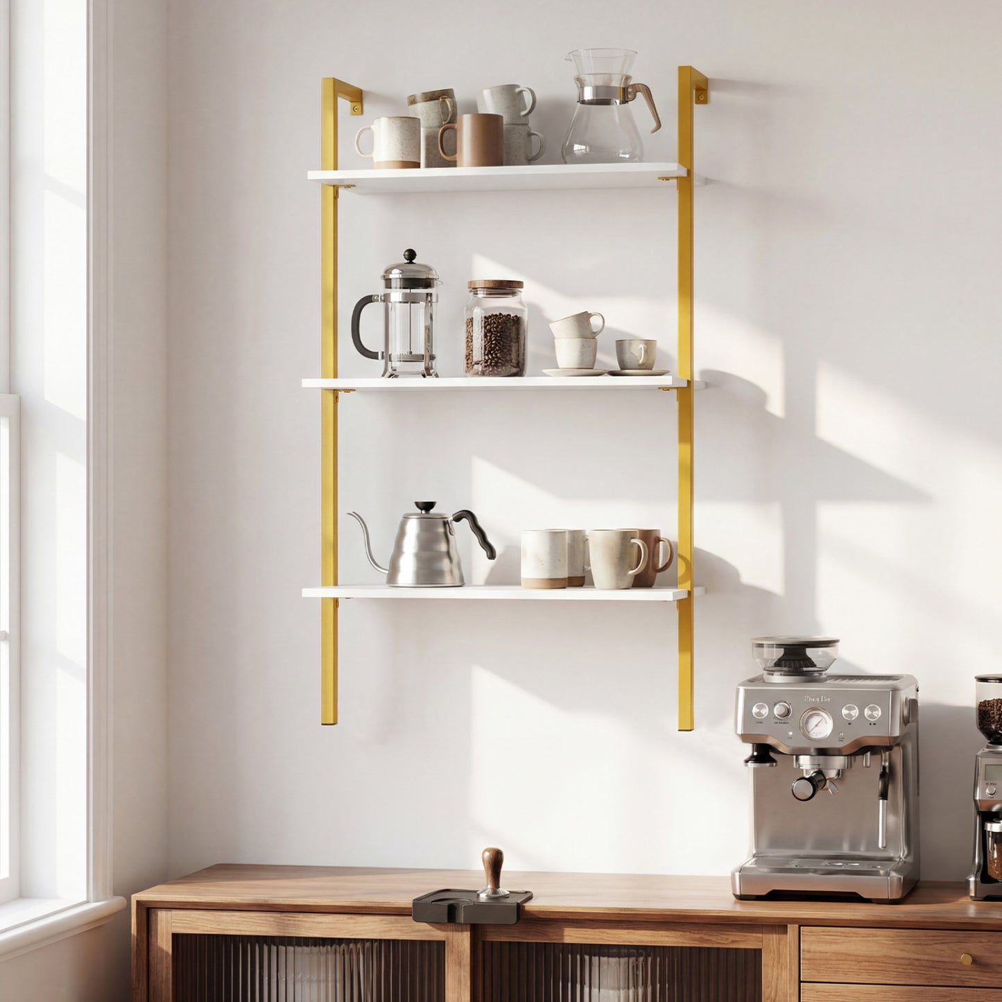3-Tier Wall Mounted Wooden Floating Shelves Bookcases at Gallery Canada