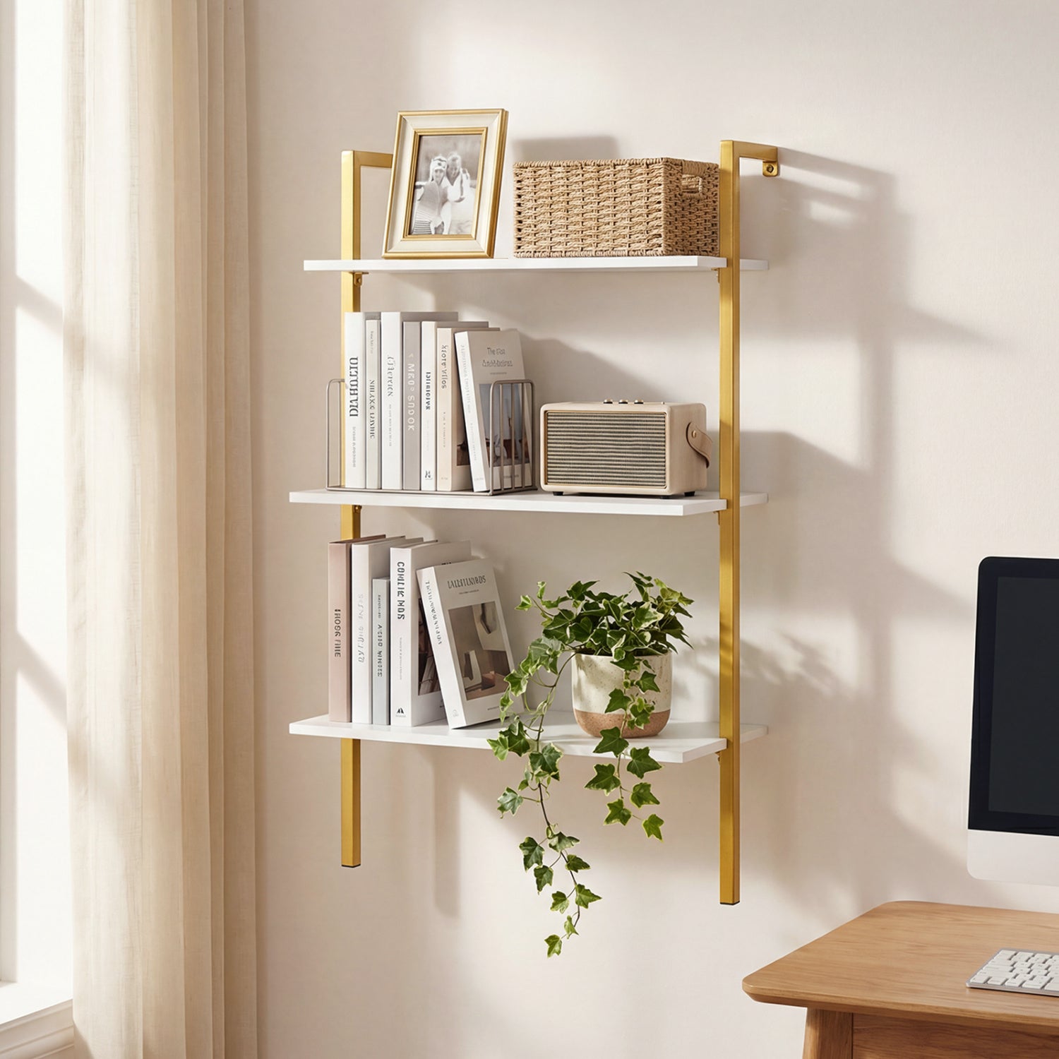 3-Tier Wall Mounted Wooden Floating Shelves Bookcases at Gallery Canada