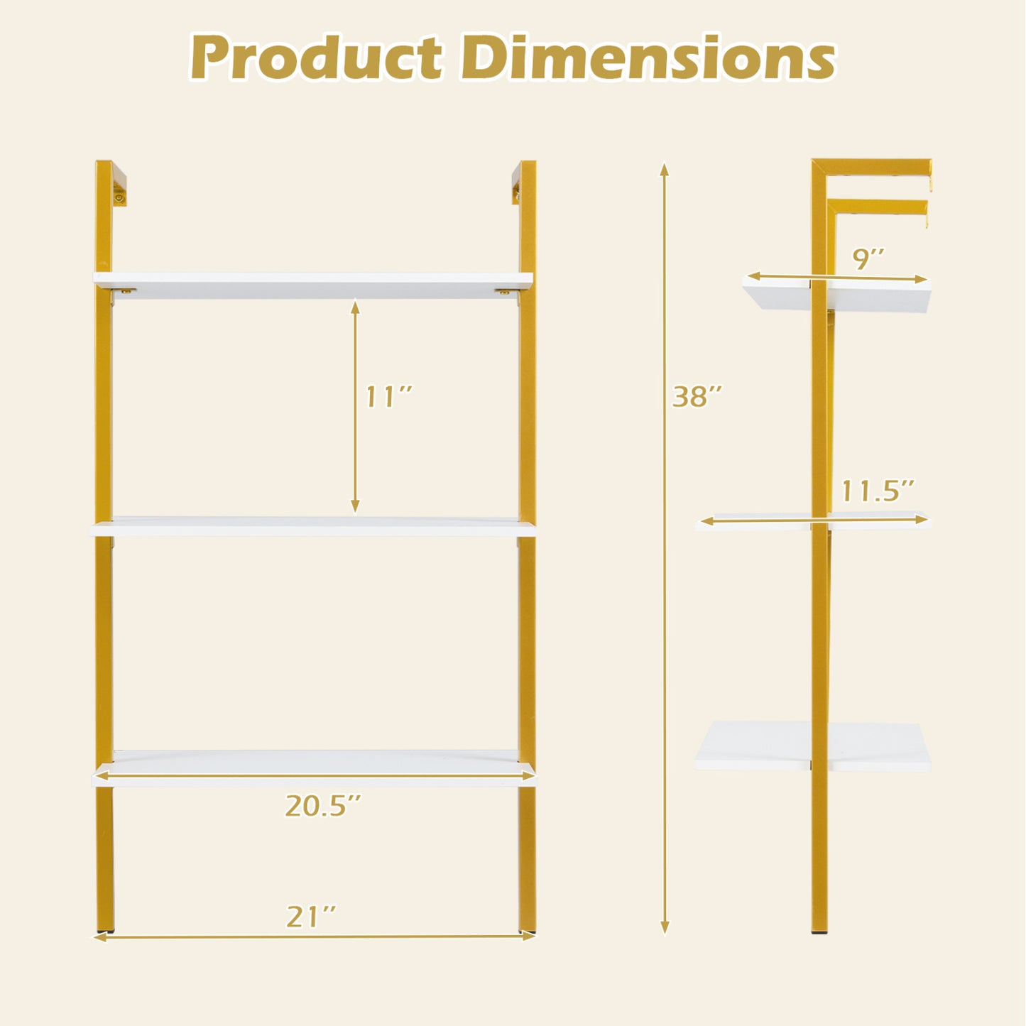 3-Tier Wall Mounted Wooden Floating Shelves Bookcases at Gallery Canada