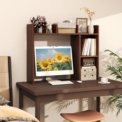 3-Tier Multipurpose Desk Bookshelf with 4 Shelves-HT, Walnut