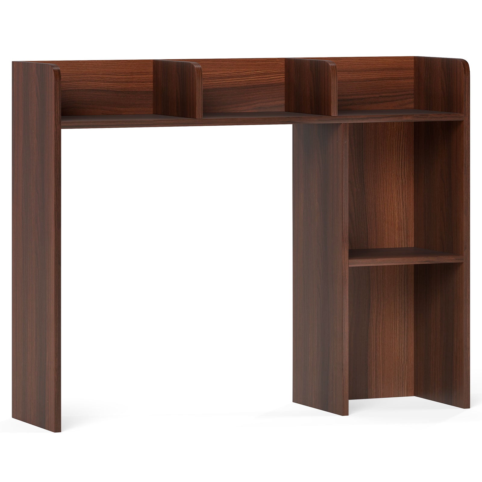3-Tier Multipurpose Desk Bookshelf with 4 Shelves-HT, Walnut Bookcases Walnut at Gallery Canada