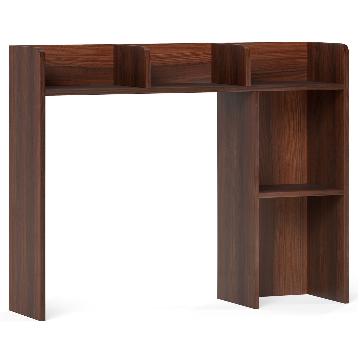3-Tier Multipurpose Desk Bookshelf with 4 Shelves-HT, Walnut Bookcases Walnut at Gallery Canada