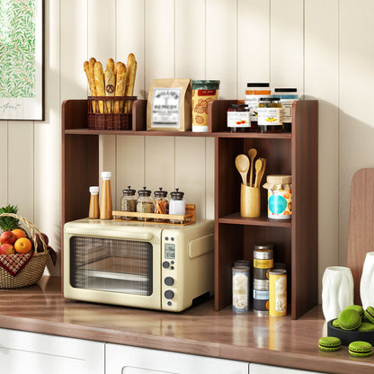 3-Tier Multipurpose Desk Bookshelf with 4 Shelves-HT, Walnut