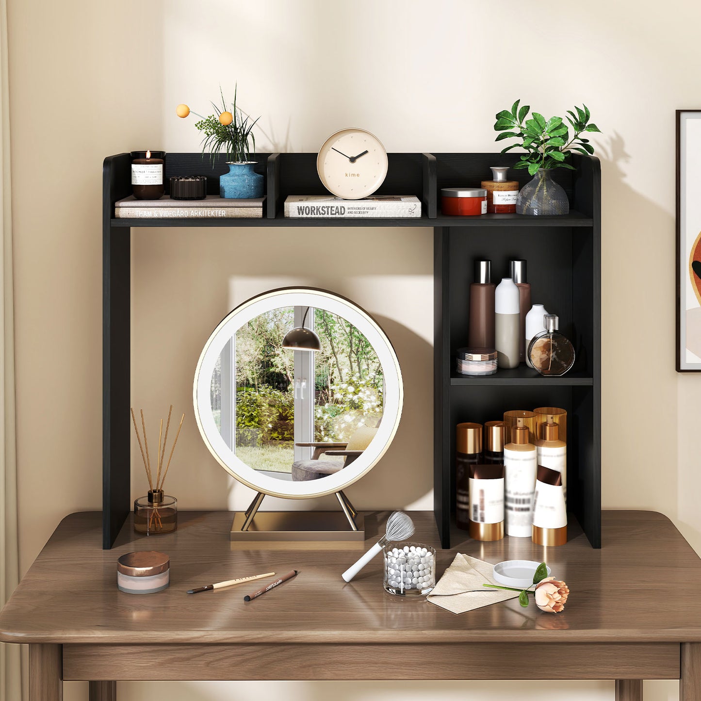 3-Tier Multipurpose Desk Bookshelf with 4 Shelves, Black