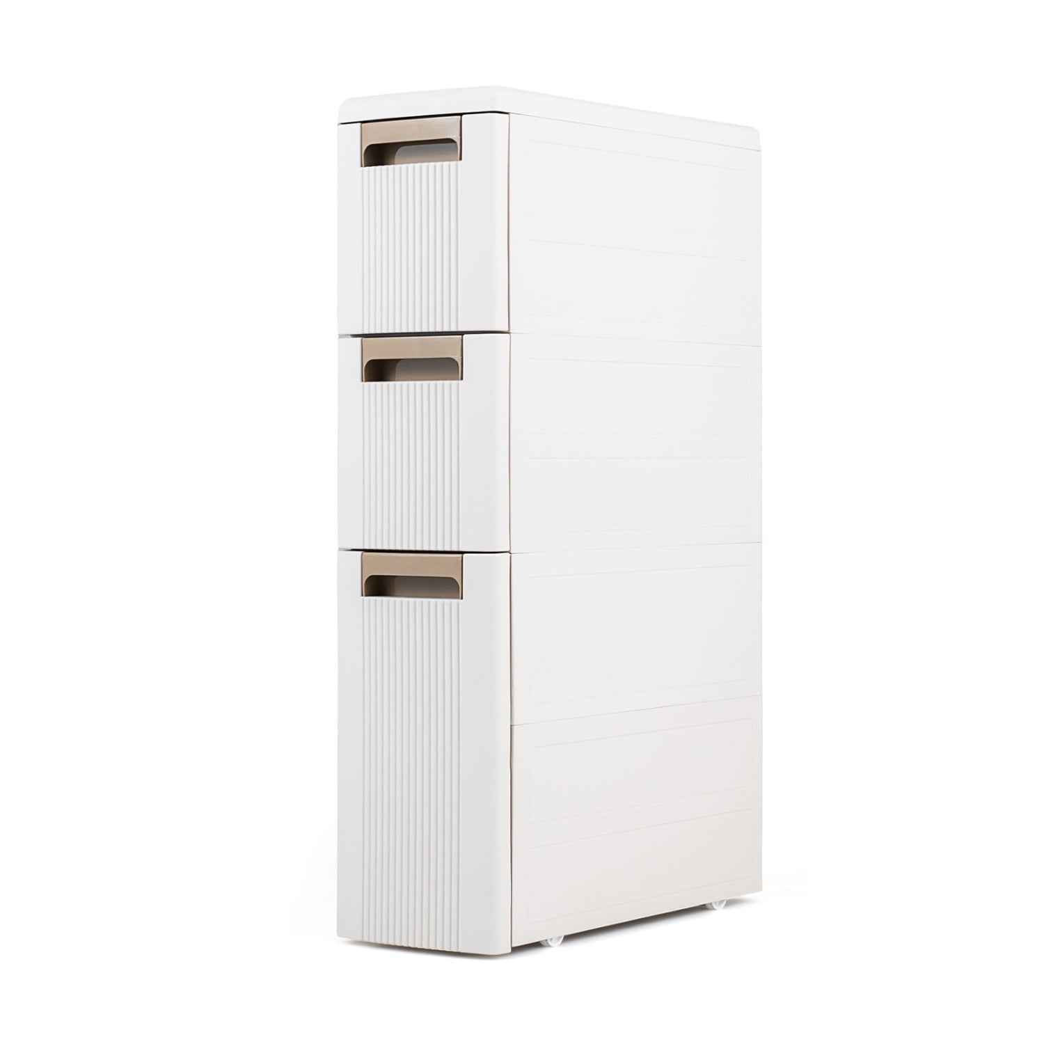 3-Tier Slim Rolling Storage Cart With 3 Drawers, Beige Floor Cabinets at Gallery Canada