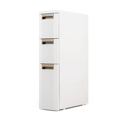 3-Tier Slim Rolling Storage Cart With 3 Drawers, Beige Floor Cabinets at Gallery Canada