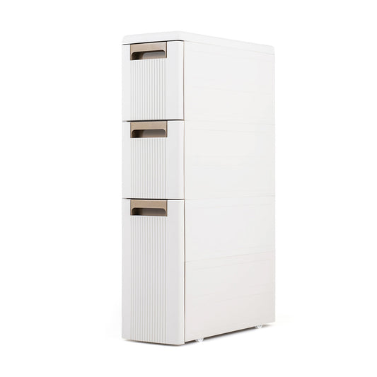 3-Tier Slim Rolling Storage Cart With 3 Drawers, Beige Floor Cabinets Beige at Gallery Canada