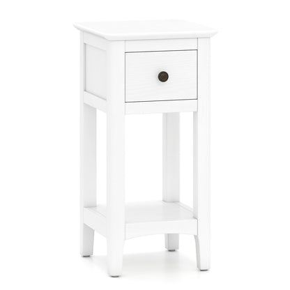 3-Tier Nightstand with Drawer and Open Storage Shelf, White Nightstands White at Gallery Canada