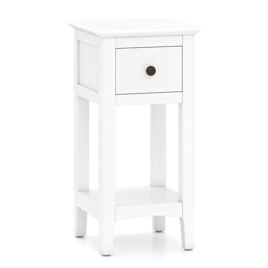 3-Tier Nightstand with Drawer and Open Storage Shelf, White Nightstands White at Gallery Canada
