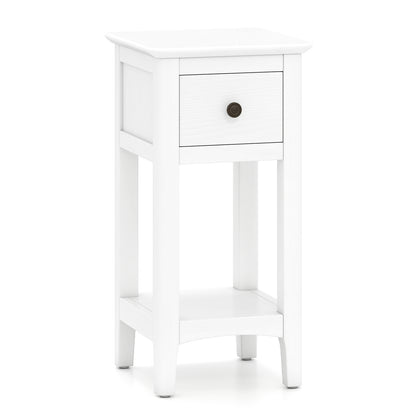 3-Tier Nightstand With Drawer, Open Storage Shelf, White Nightstands at Gallery Canada