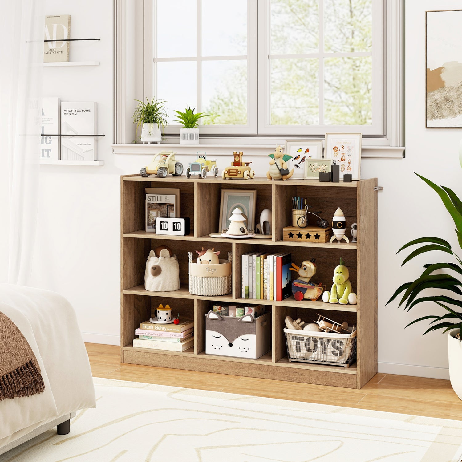 3-Tier Open Bookcase, 8-Cube Floor Storage Shelves, Natural Bookcases at Gallery Canada